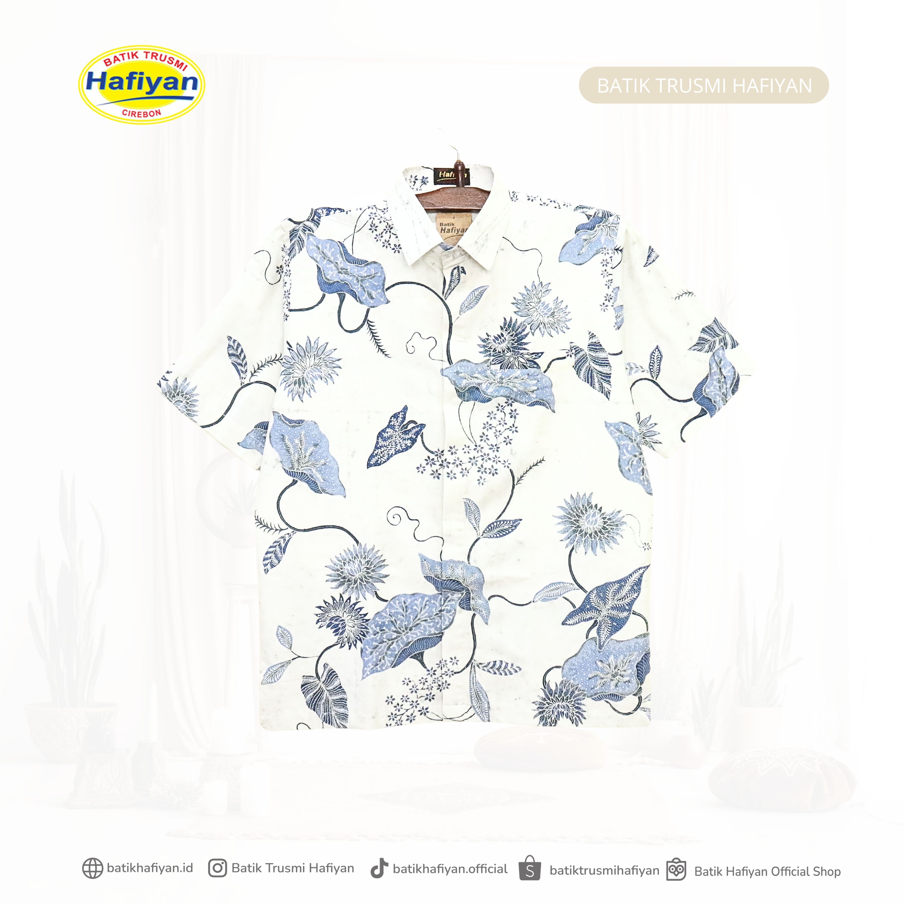 Hem Batik Pria Motif Kombinasi Putihan