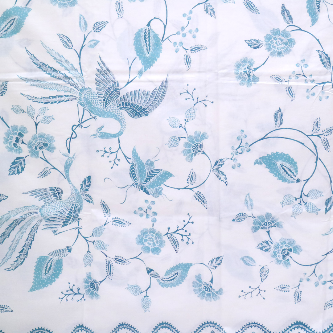 Kain Batik Bahan Katun Printing Kombinasi Malam Dasar Putih