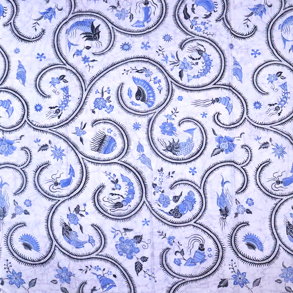 Kain Batik Printing Malam Motif Kelabang Dasar Remekan Putih