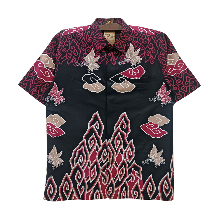 Hem Batik Tulis Mega Mendung Gunungan Kombinasi Kupu