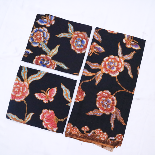 Kain Batik Printing Malam Irengan Motif Bunga Bahan Doby