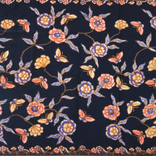 Kain Batik Printing Malam Irengan Motif Bunga Bahan Doby
