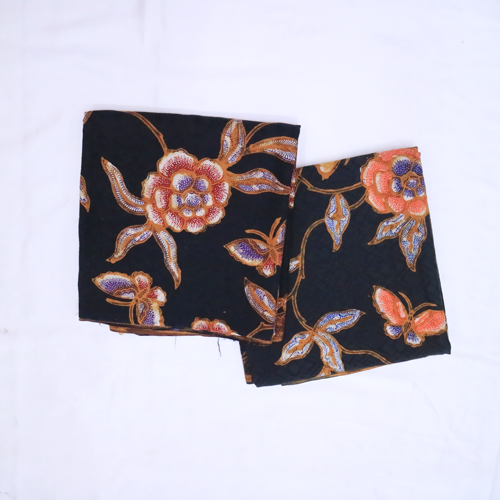 Kain Batik Printing Malam Irengan Motif Bunga Bahan Doby