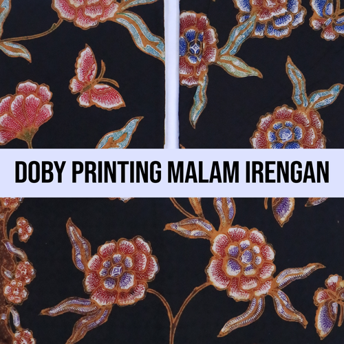 Kain Batik Printing Malam Irengan Motif Bunga Bahan Doby