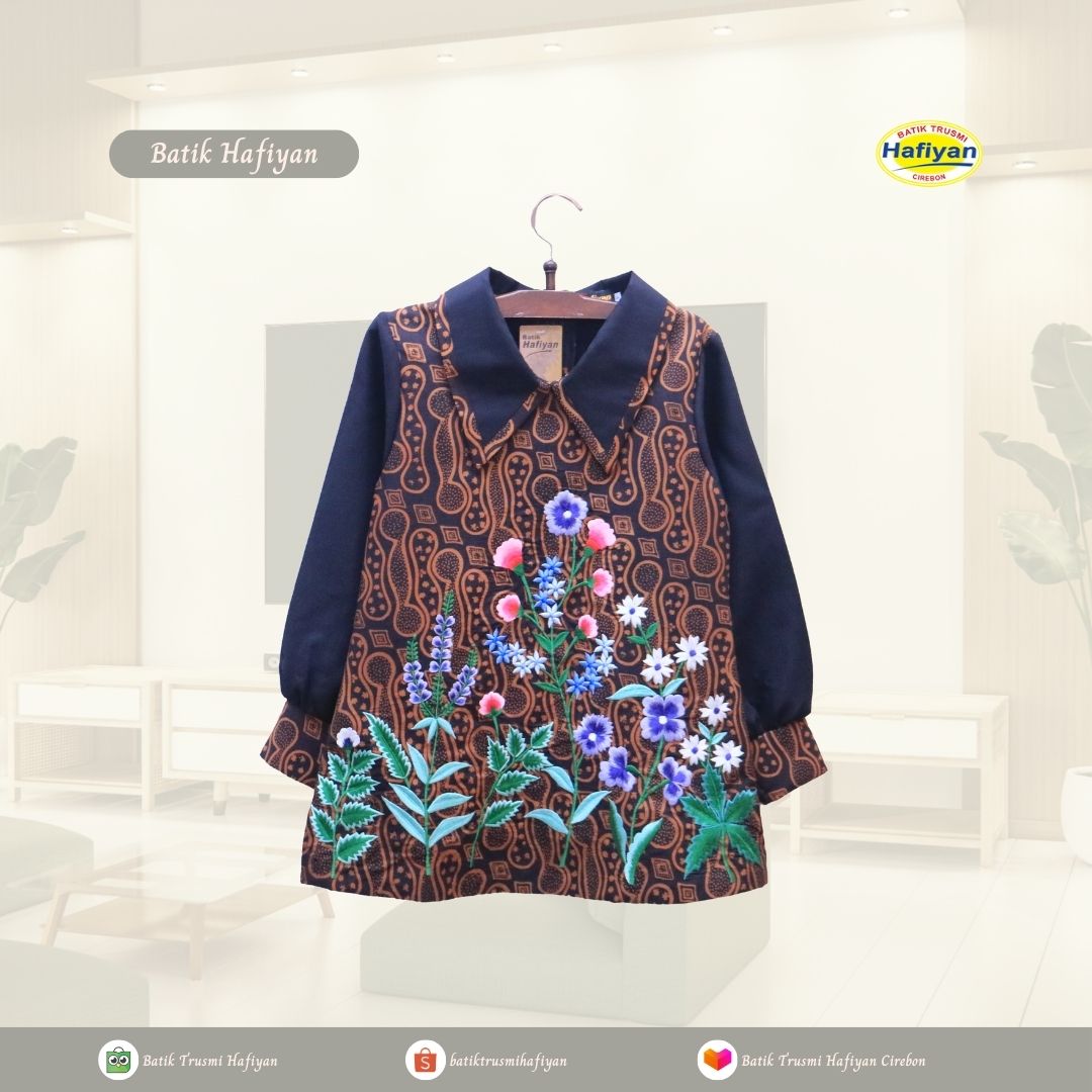 Blus Batik Cap Swarna Aksen Bordir