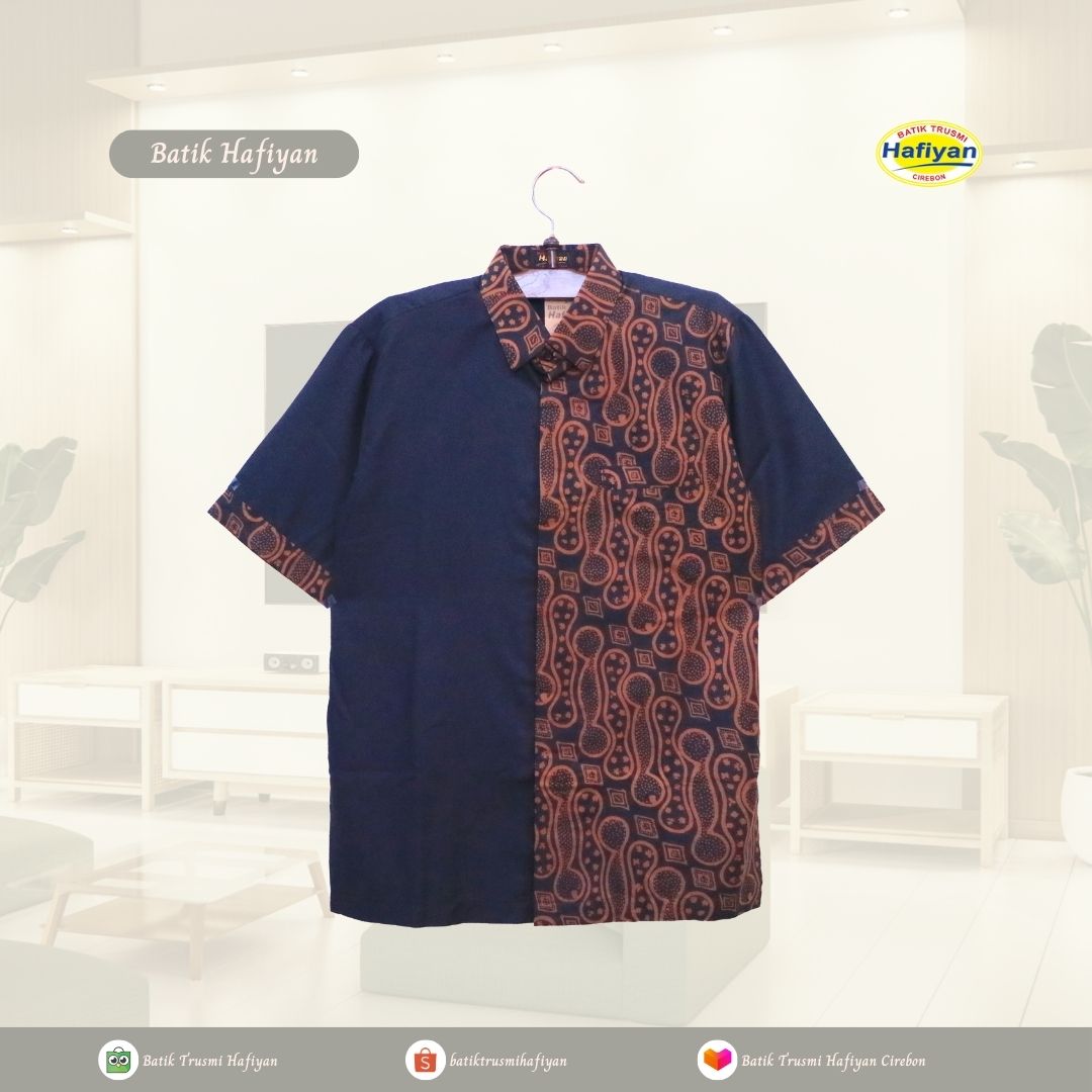 Hem Batik Cap Kombinasi Polos