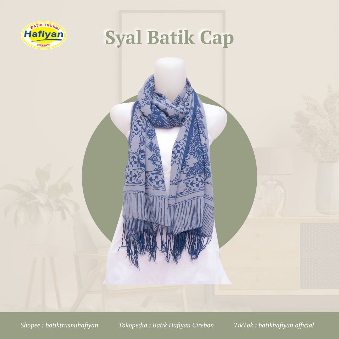 Syal Selendang Batik Cap Bahan Paris Premium Bertekstur