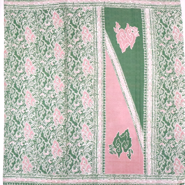 Kain Batik Sarimbit isi 4 Bahan Dobi Warna Hijau Kombinasi Pink