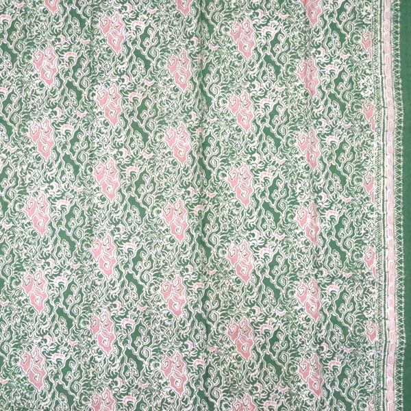 Kain Batik Sarimbit isi 4 Bahan Dobi Warna Hijau Kombinasi Pink