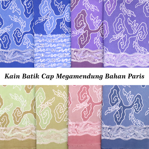 Kain Batik Cap Motif Megamendung Warna Pastel