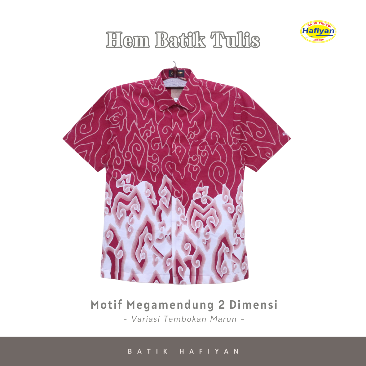 Hem Batik Tulis Motif Megamendung Dua Dimensi