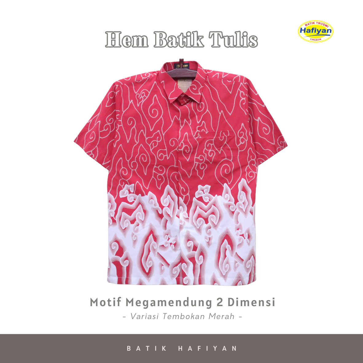 Hem Batik Tulis Motif Megamendung Dua Dimensi