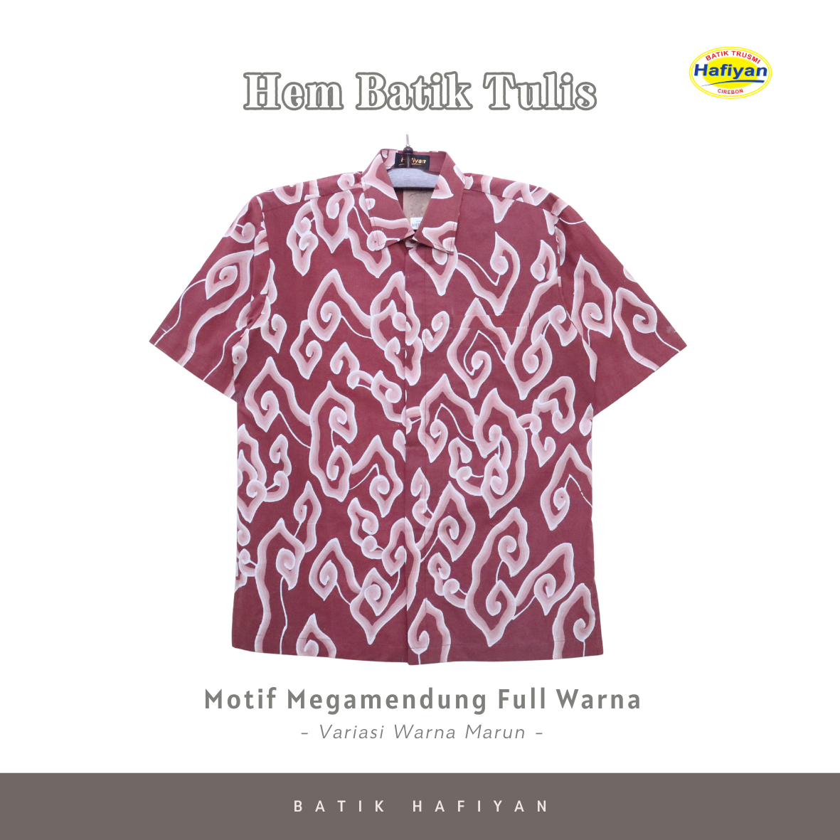 Hem Batik Tulis Motif Megamendung Full Warna