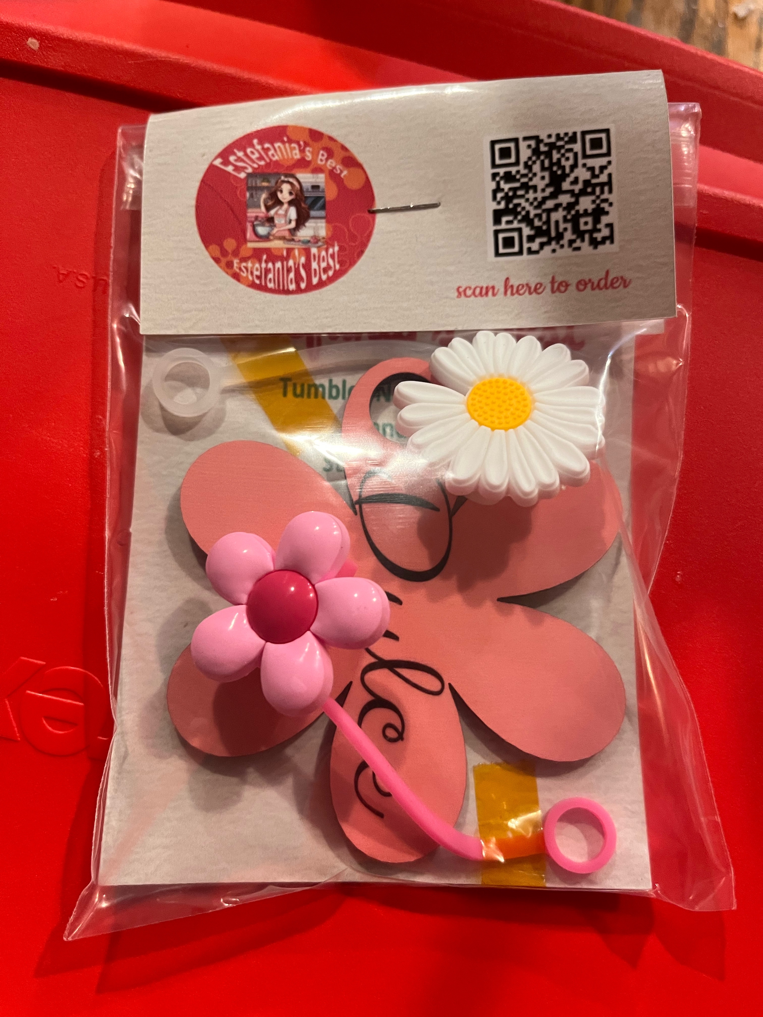 Tumbler name plate with  2 free straw cover