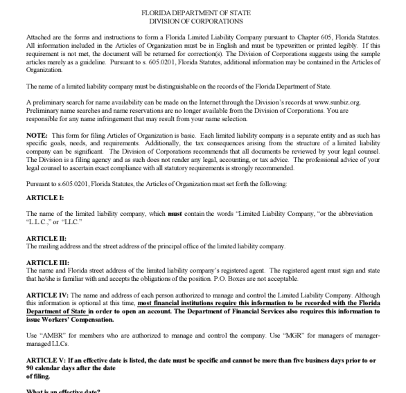 Florida Limited Liability LLC Filing Service