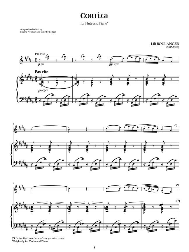 Lili Boulanger Nocturne & Cortège Flute Part and Score