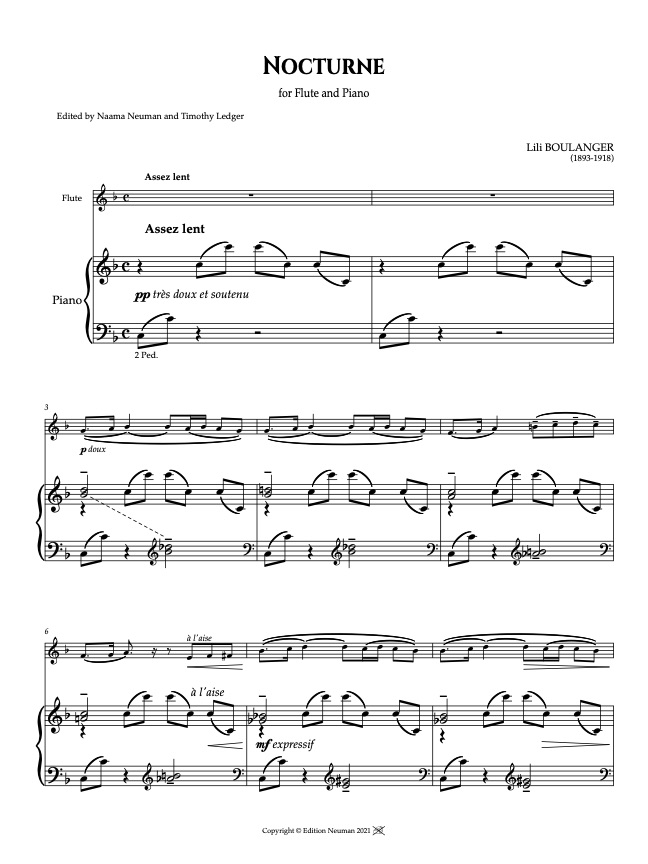 Lili Boulanger Nocturne & Cortège Flute Part and Score