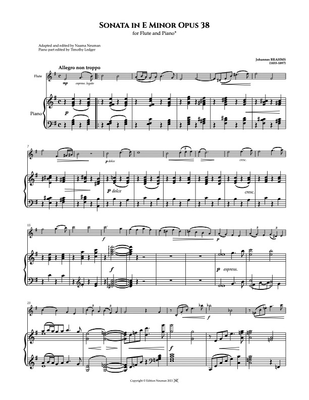 Brahms Sonata op.38 Flute part and Score