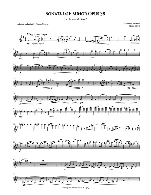 Brahms Sonata op.38 Flute part and Score