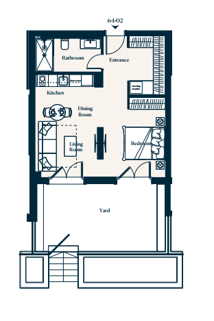 Studio apartment 6-1-02 with yard in Centrale for sale (Luštica Bay)