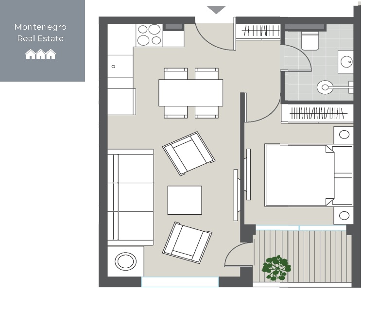 Sea view 1-bedroom apartment for sale (Tivat)