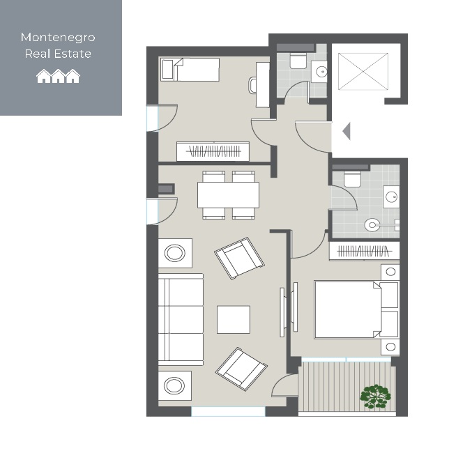 Sea view 2-bedroom apartment for sale (Tivat)