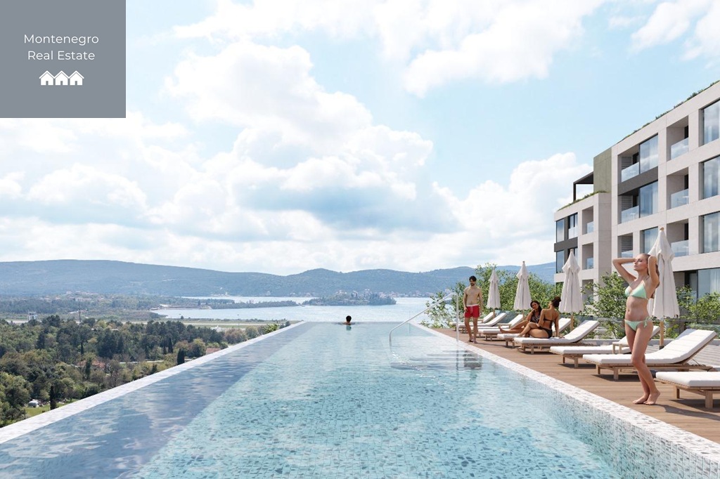 Sea view apartments with pool in Tivat