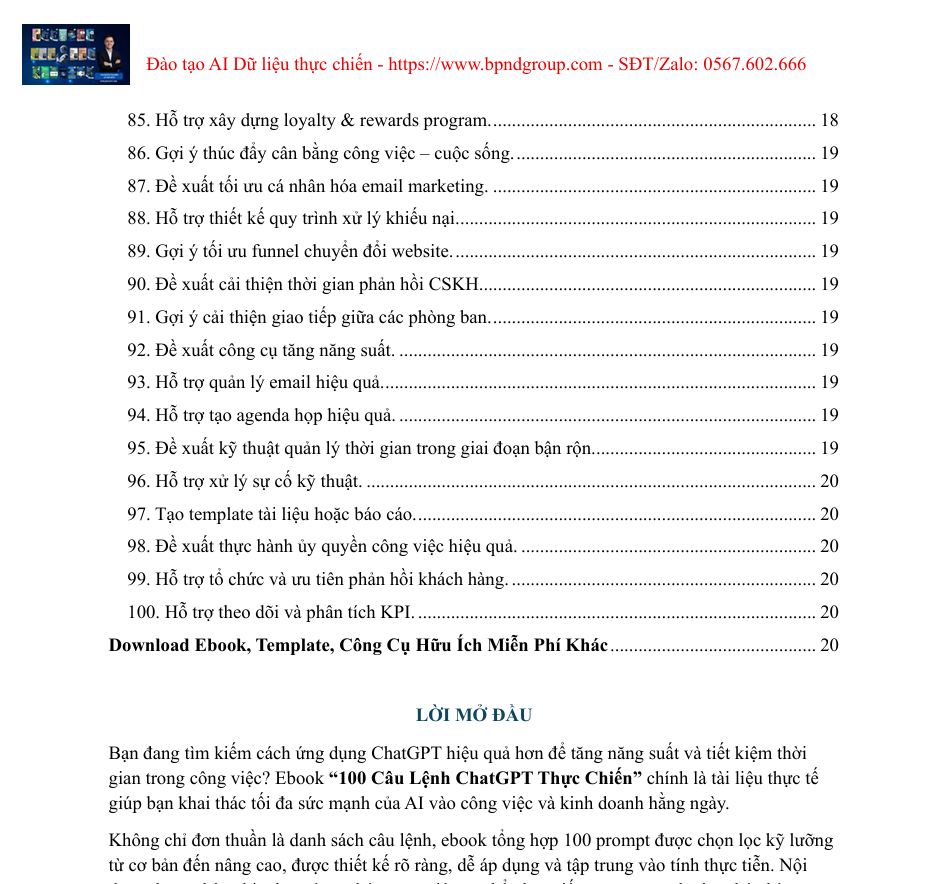 🔴 Ebook 100 Câu Lệnh ChatGPT Thực Chiến