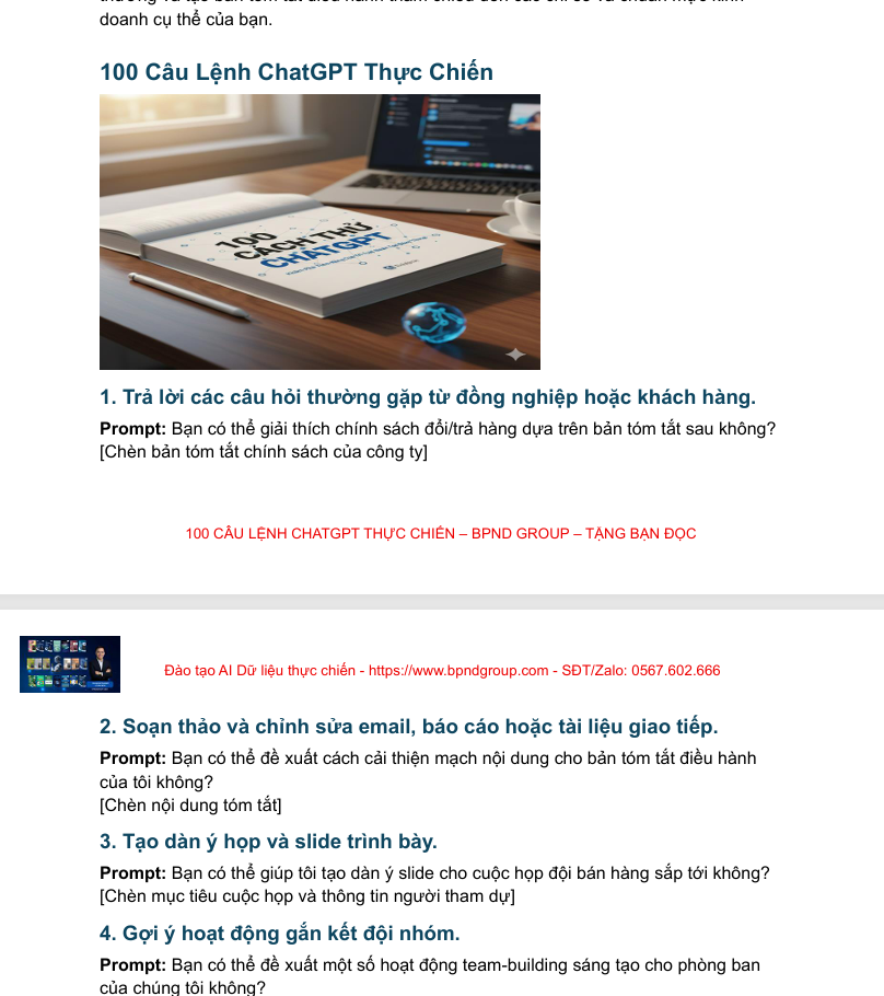 🔴 Ebook 100 Câu Lệnh ChatGPT Thực Chiến