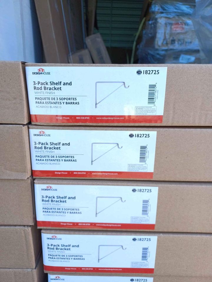 Design House 13 in. x 11 in. White Shelf and Rod Bracket (3-Pack)