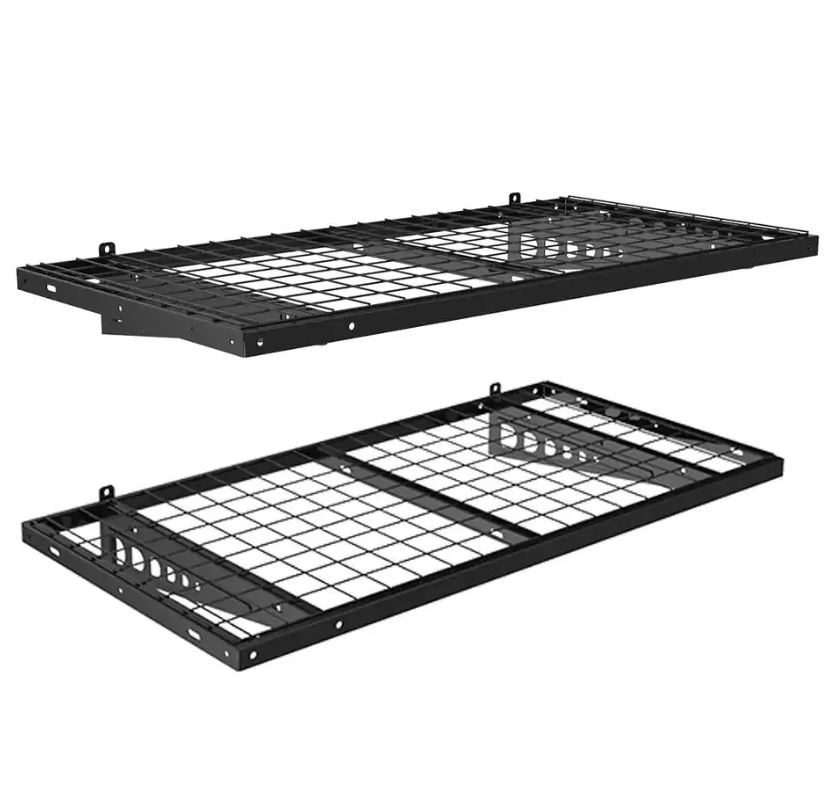  FLEXIMOUNTS 24 in. x 48 in. Heavy Duty Wall Shelf with Brackets in Black