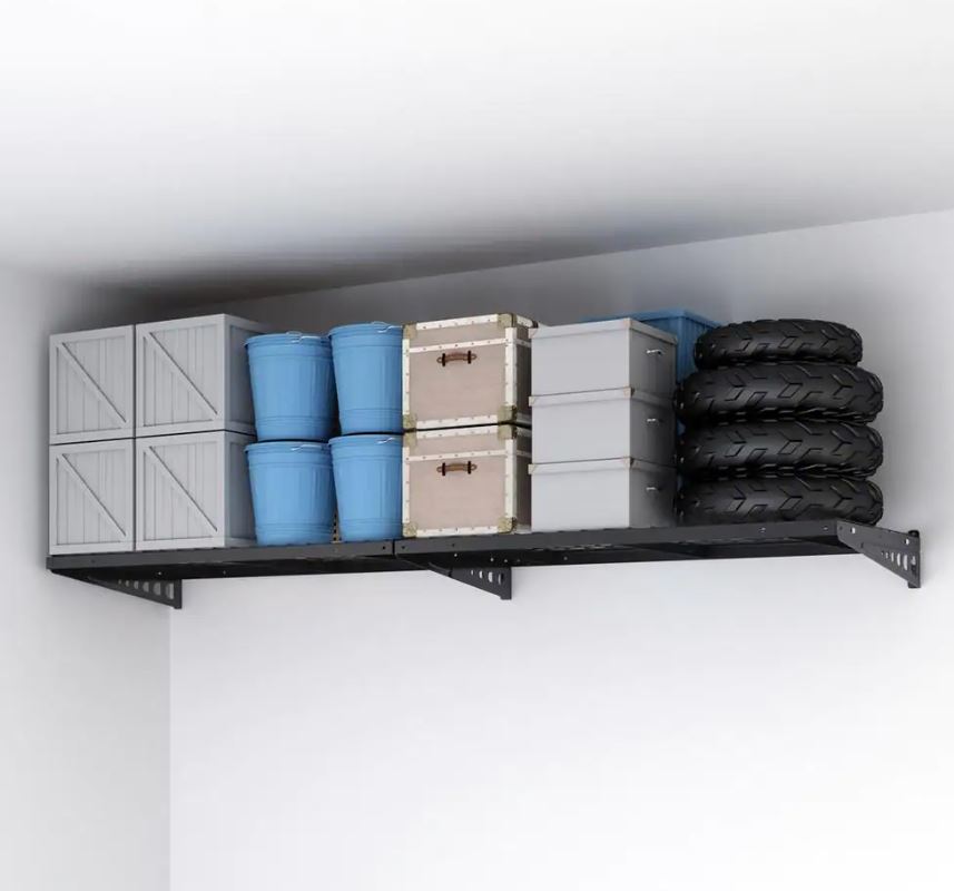  FLEXIMOUNTS 24 in. x 48 in. Heavy Duty Wall Shelf with Brackets in Black