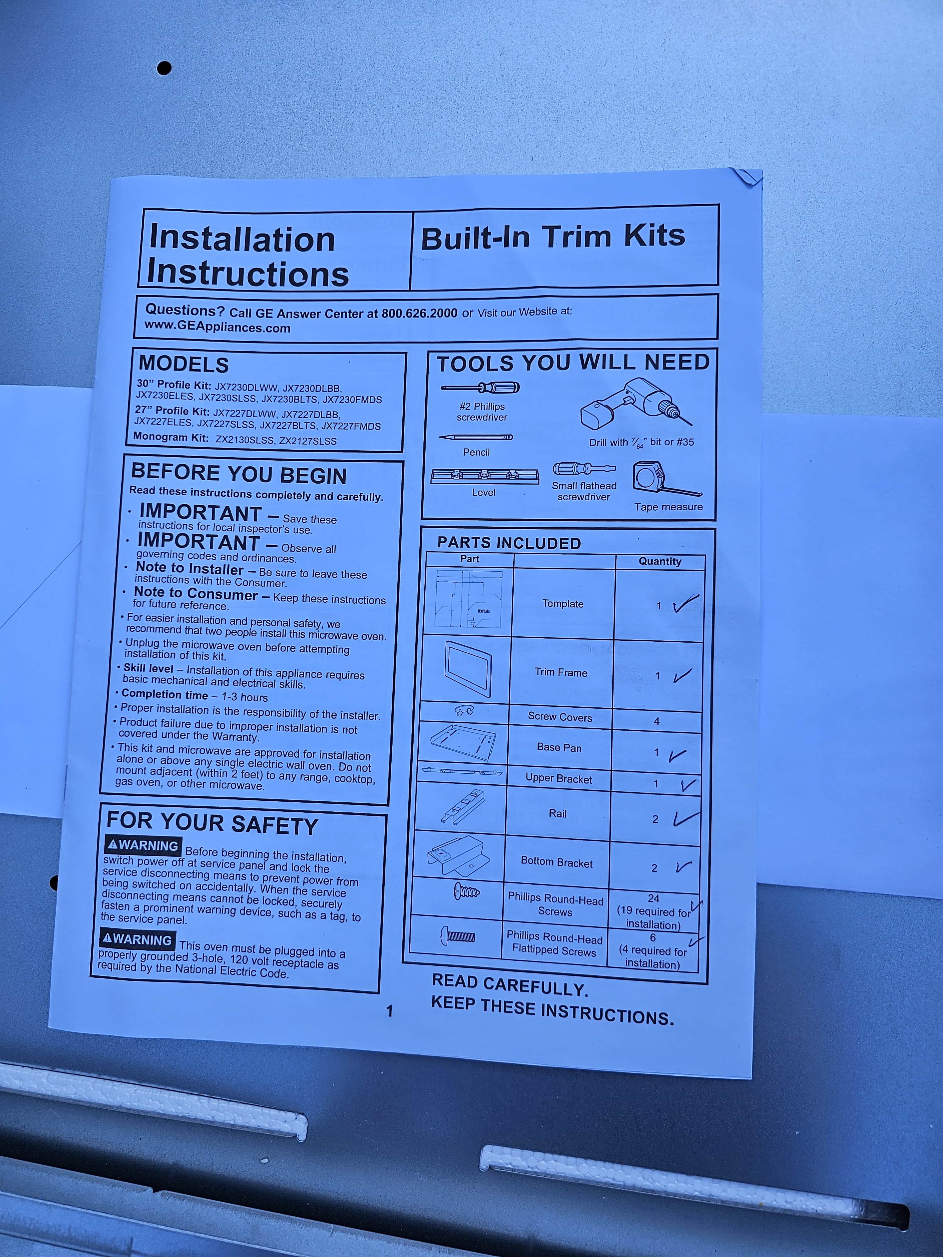 GE 30 in. Optional Built-In Trim Kit in Stainless Steel For Microwave