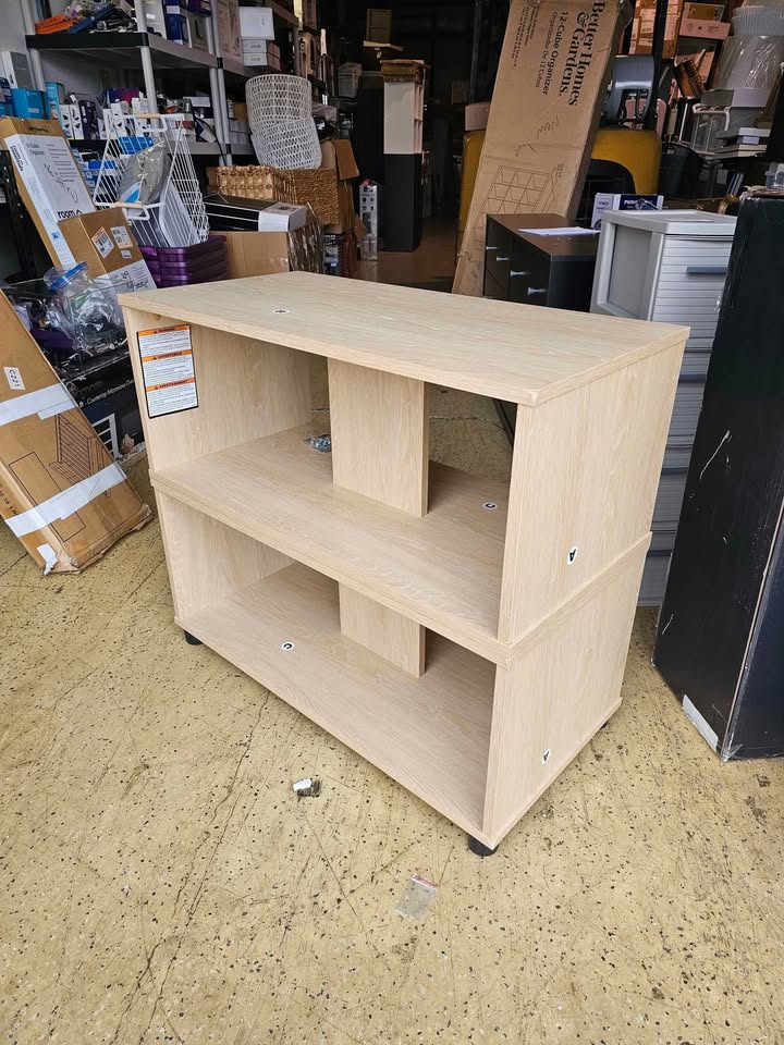  Expandable Side by Side or Stacking TV Stand for TVs up to 70 inches, Natural