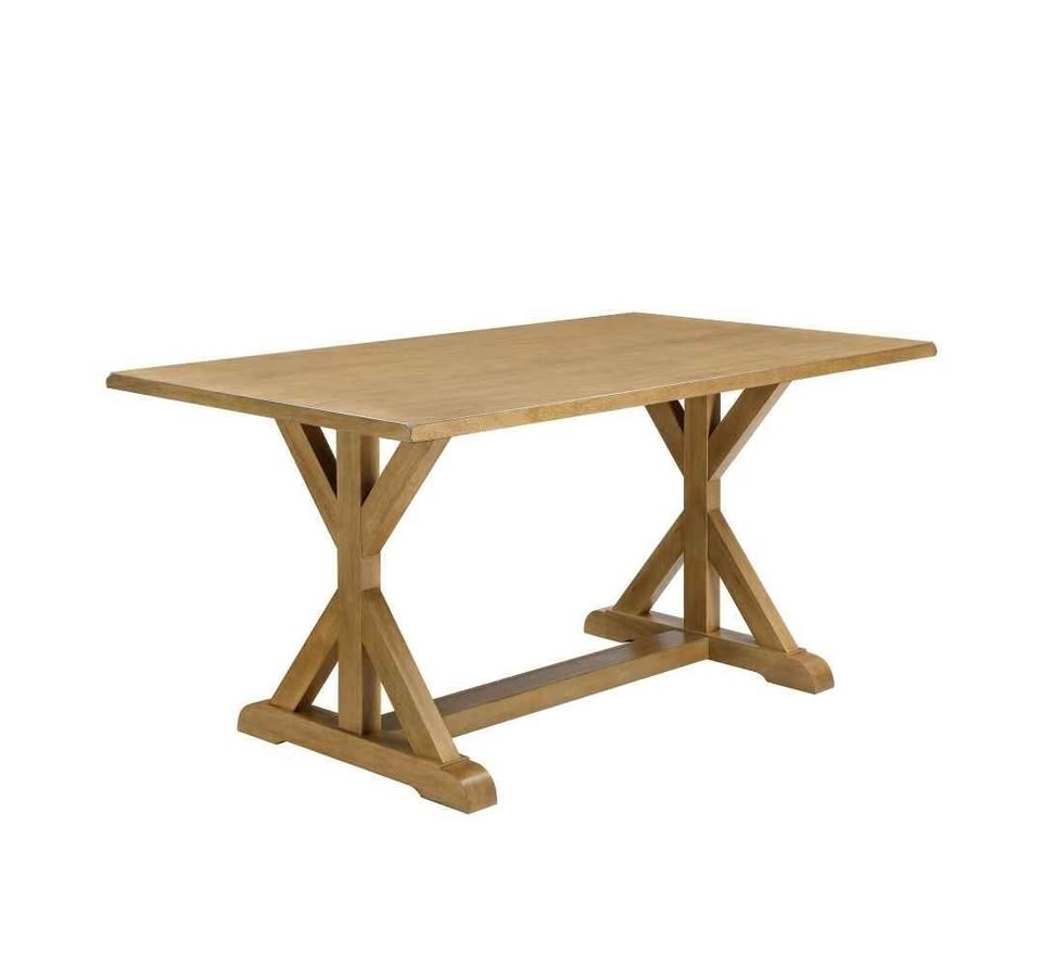 Better Homes & Gardens Modern 62 in Rectangle Solid Wood Dining Table, Light Honey