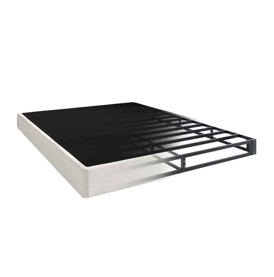 CraftPorch 5-Inch Metal Box Spring with Warm Grey Linen Cover Full