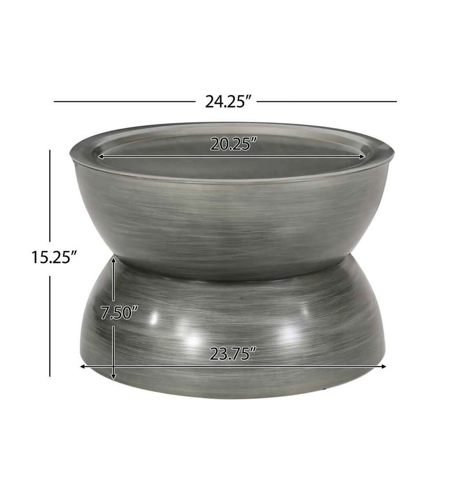 Noble House Manville Metal Hourglass Coffee Table, Brushed Antique Silver