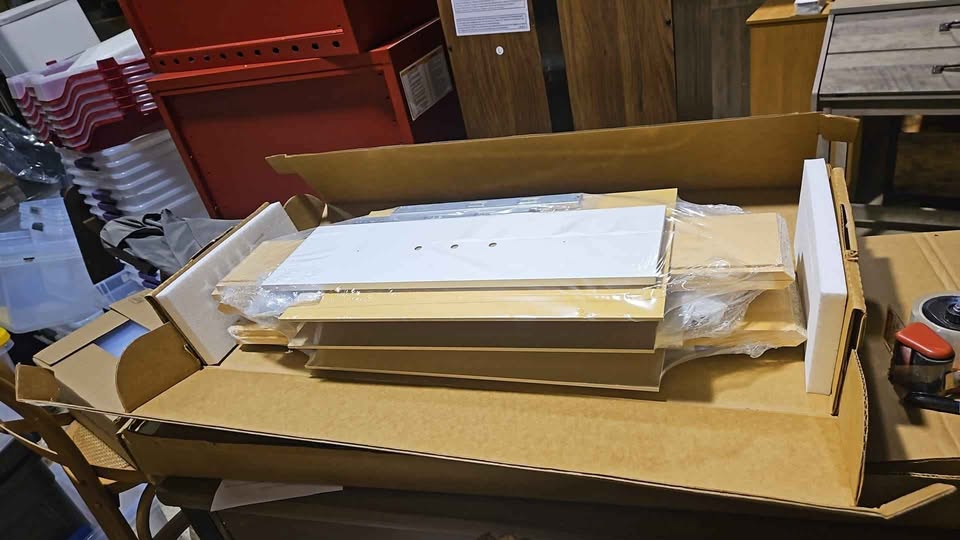 (Set of 3) 8 in. H x 24 in. W White Wood Drawer