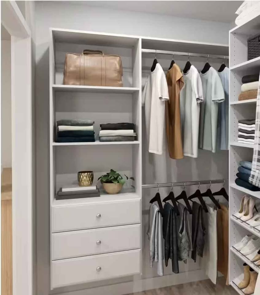 (Set of 3) 8 in. H x 24 in. W White Wood Drawer
