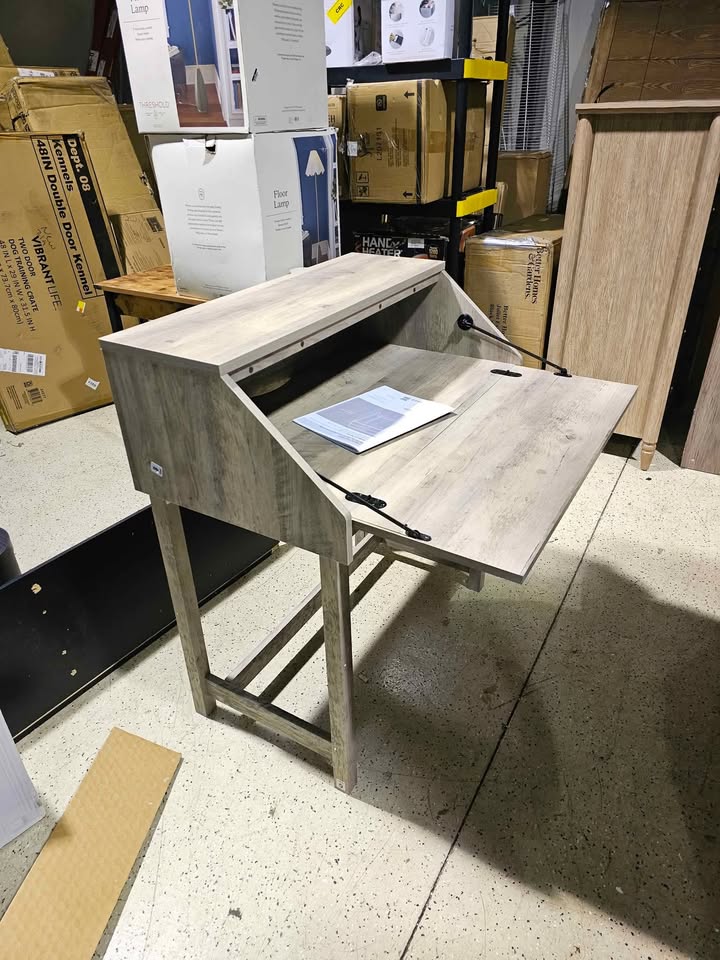 Better Homes & Gardens Modern Farmhouse Secretary Desk, Rustic Gray Finish