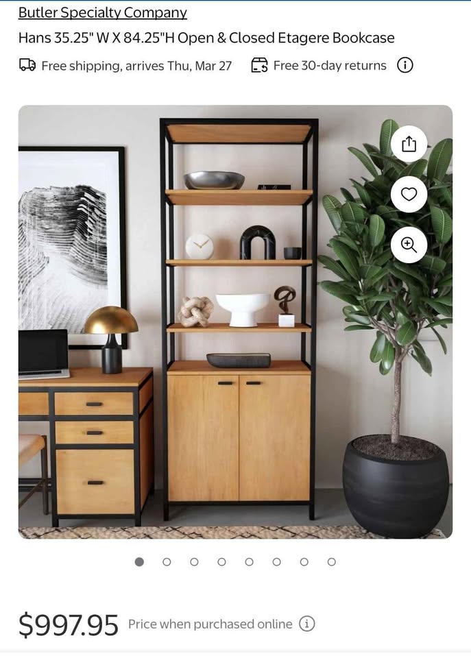 Butler 35.25" W X 84.25"H Open & Closed Etagere Bookcase