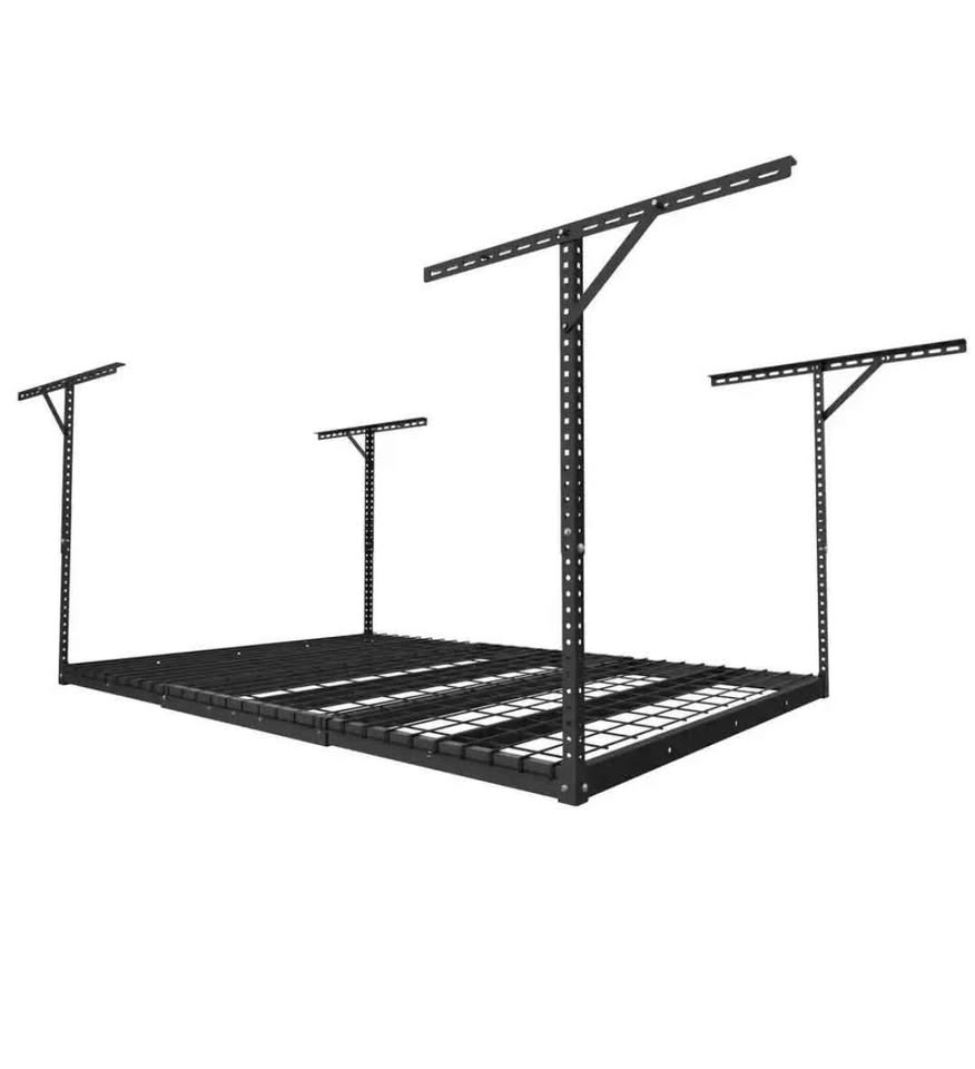 FLEXIMOUNTS Max Series Black Heavy Duty Ceiling Mounted Overhead Garage Storage Rack