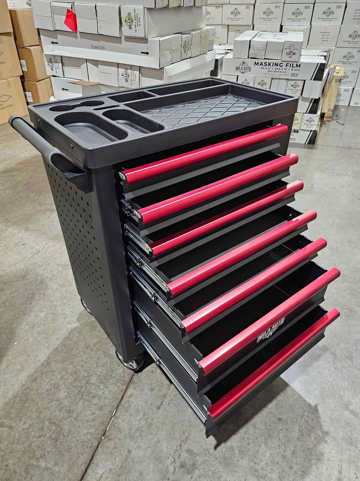  (Brand New) Tool Storage Heavy Duty Metal 7-Drawer Mobile Tool Cabinet in Black & Red