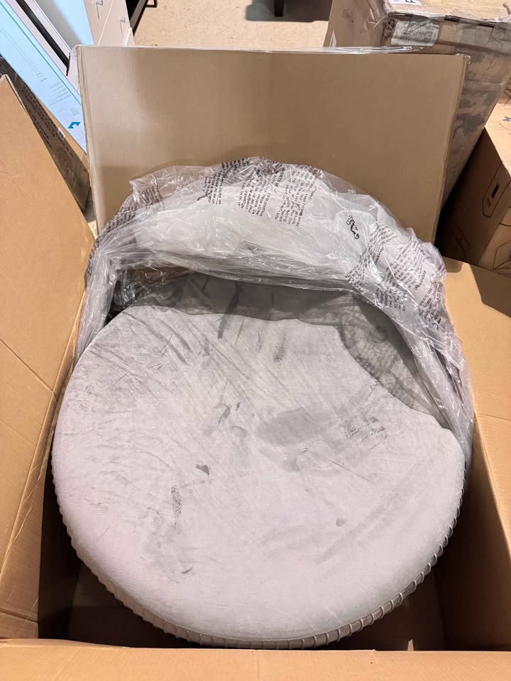Emerson Round Ottoman in Gray