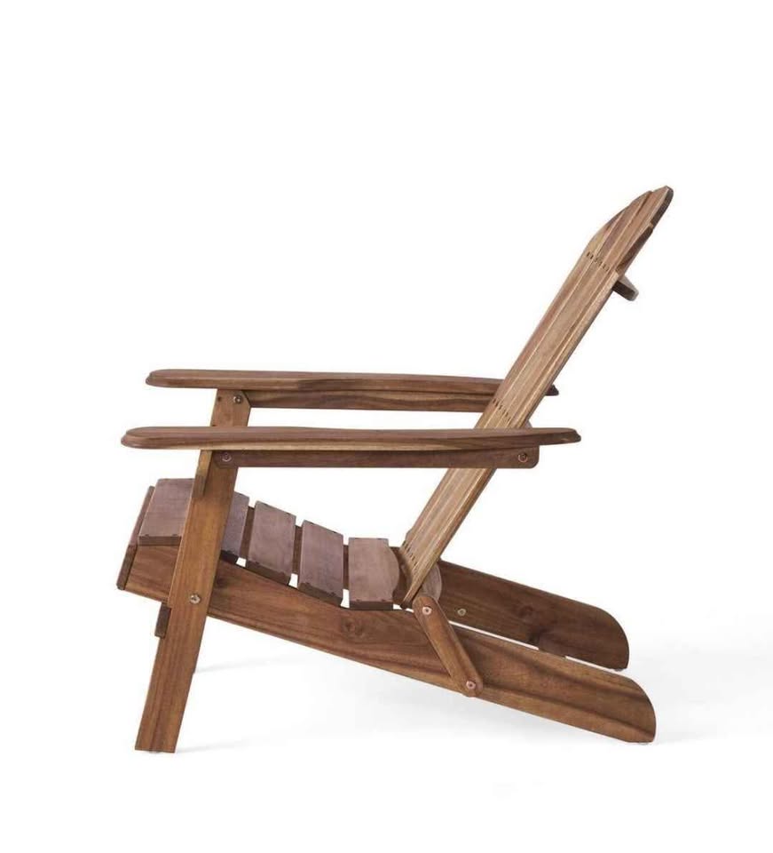 Noble House Obadiah Natural Stained Folding Wood Outdoor Patio Adirondack Chair (2-Pack)