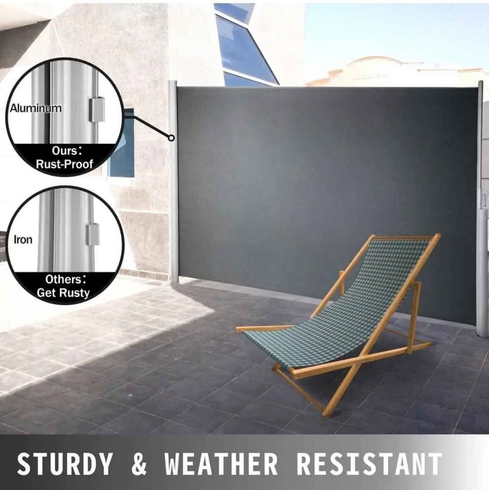  VEVOR 118 in. x 71 in. Retractable Side Awning Waterproof Patio Screen Room Divider Gray for Privacy