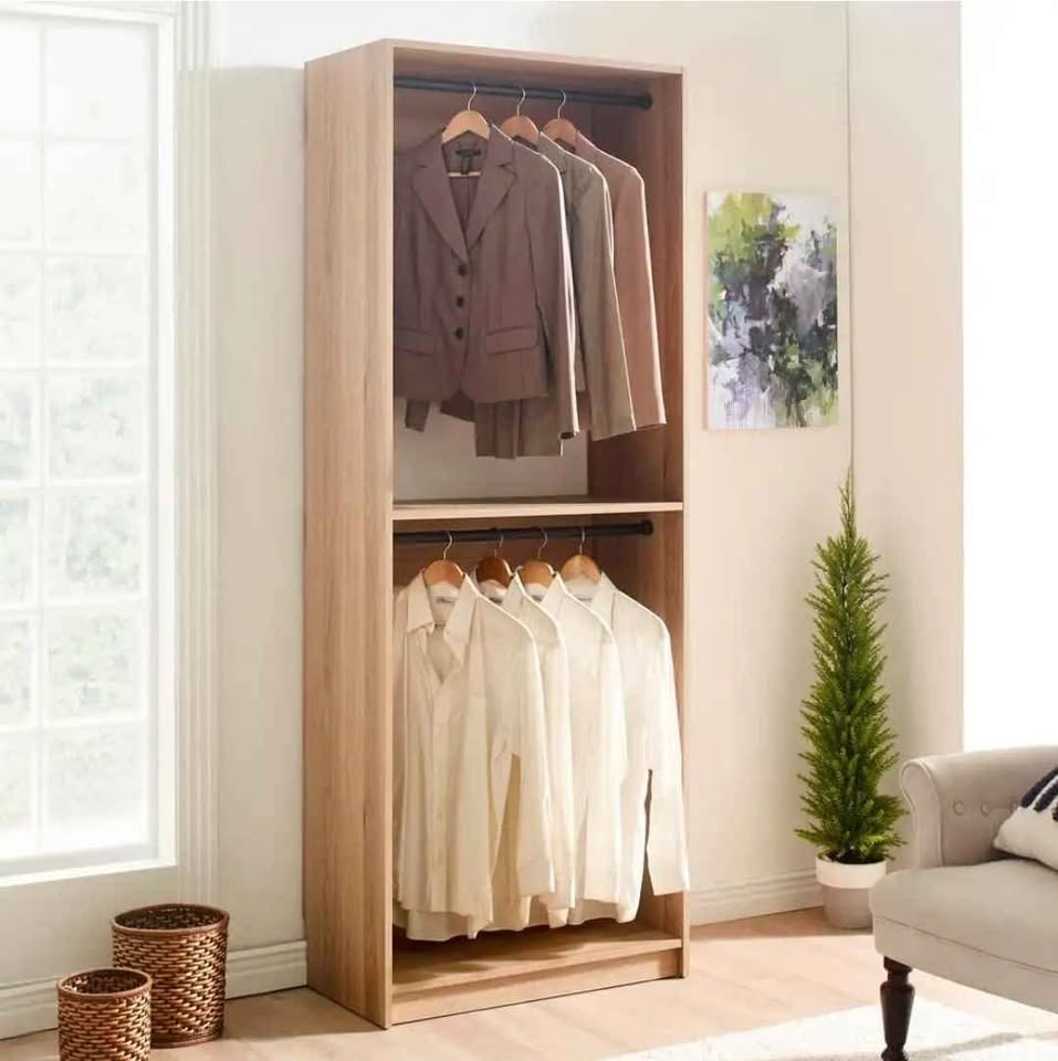  Klair Living Prosper 32 in. W Oak Tower Unit 1-Shelf 2 Rods Wood Closet System