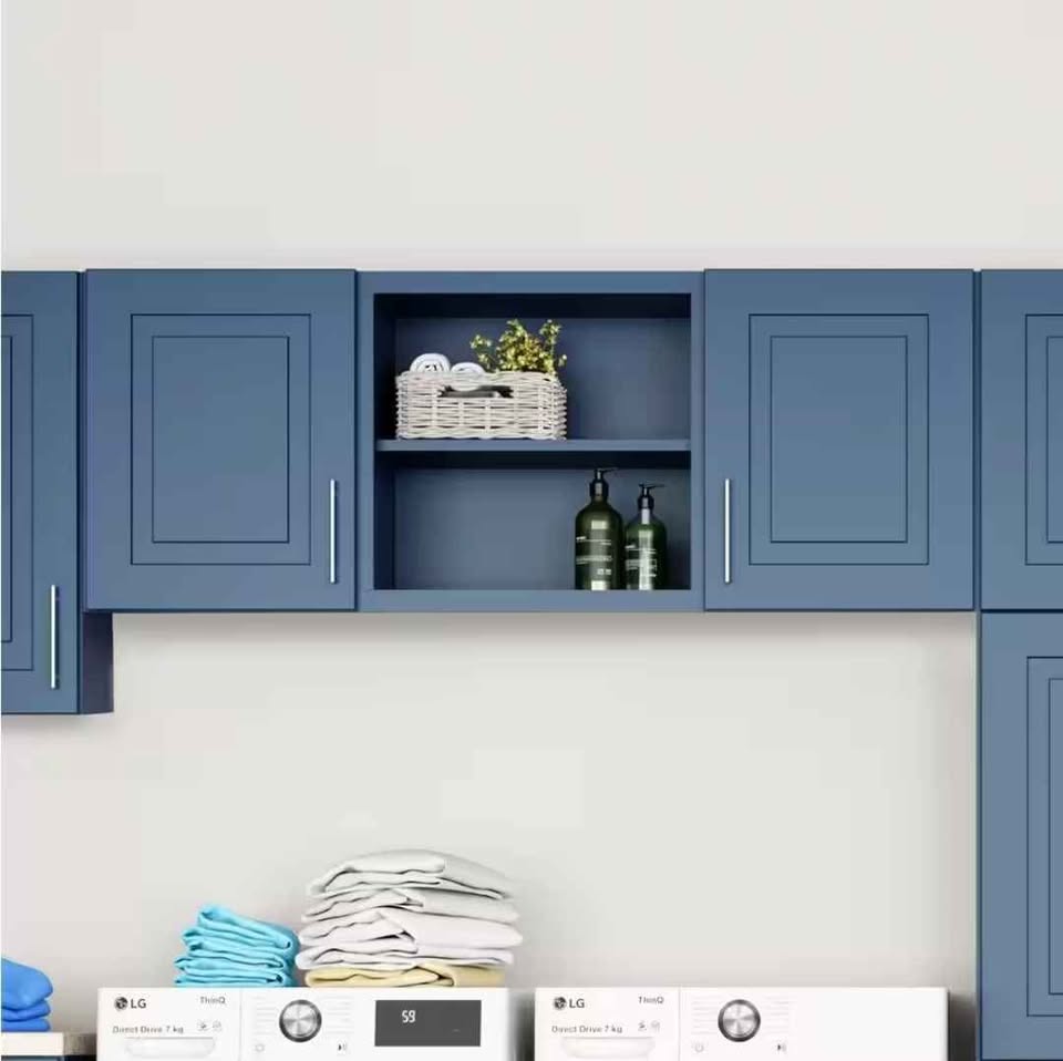 Greenwich Valencia Blue 23"H x 60"W x 12" D Plywood Laundry Room Wall Cabinet with 3 Shelves