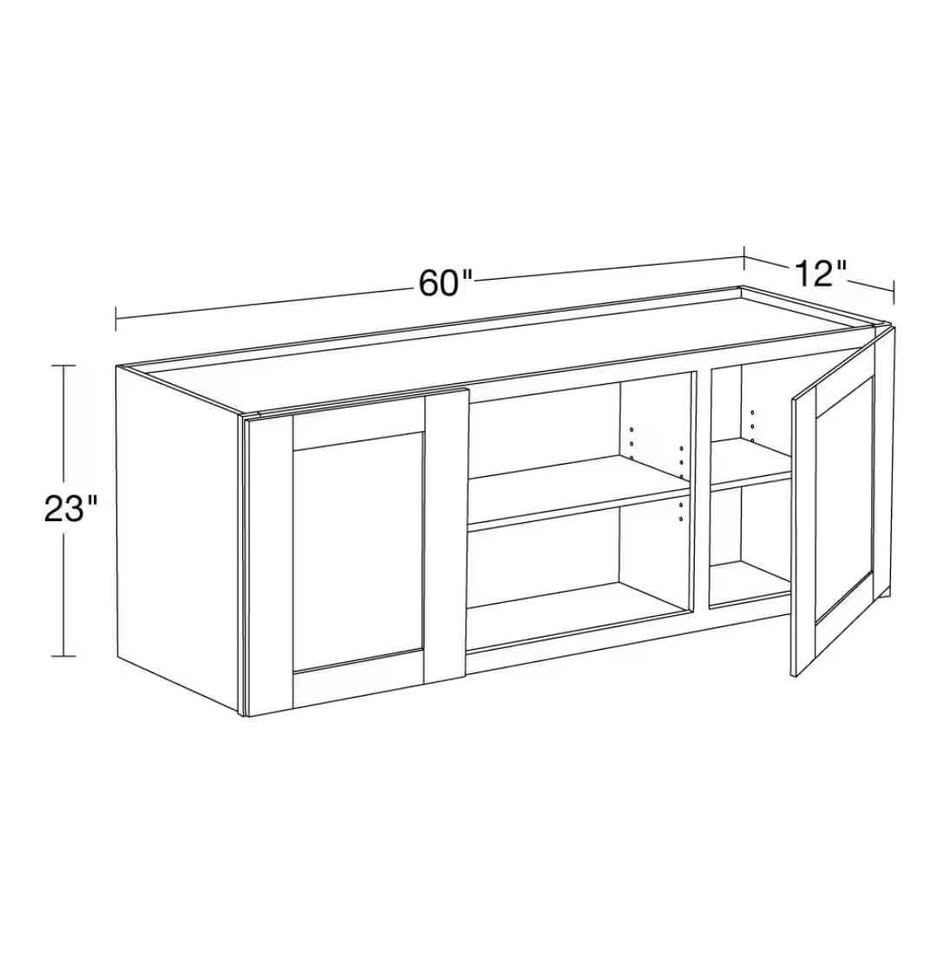 Greenwich Valencia Blue 23"H x 60"W x 12" D Plywood Laundry Room Wall Cabinet with 3 Shelves