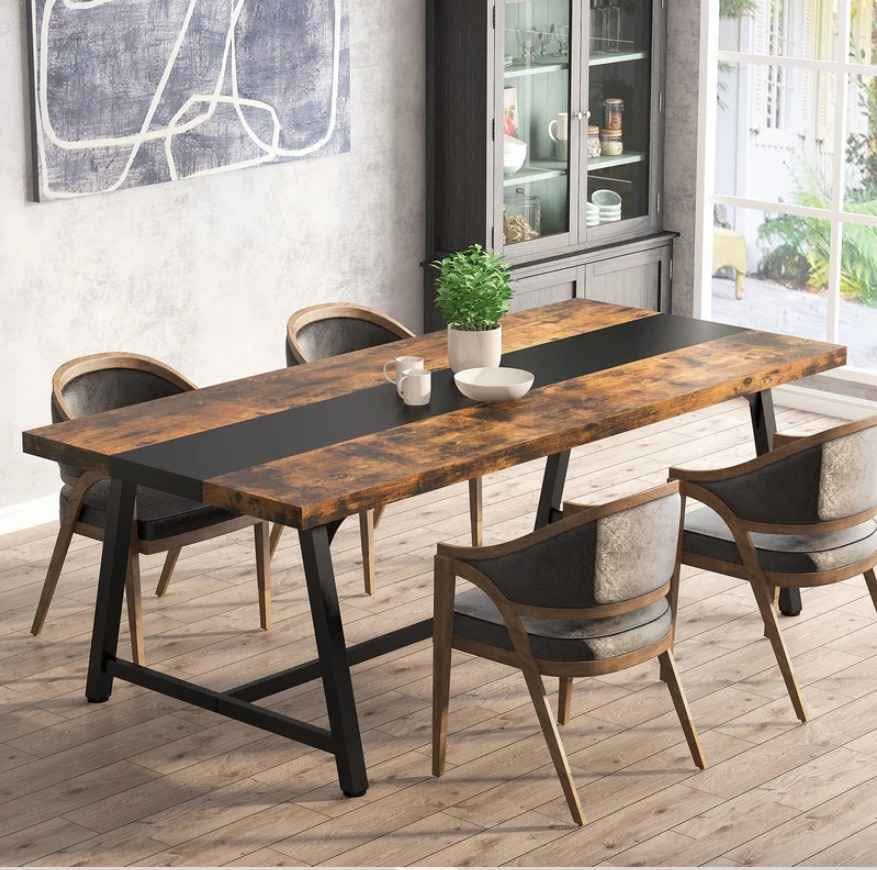 Dining Table for 8 People, 70.87" Rectangular Wood Kitchen Table